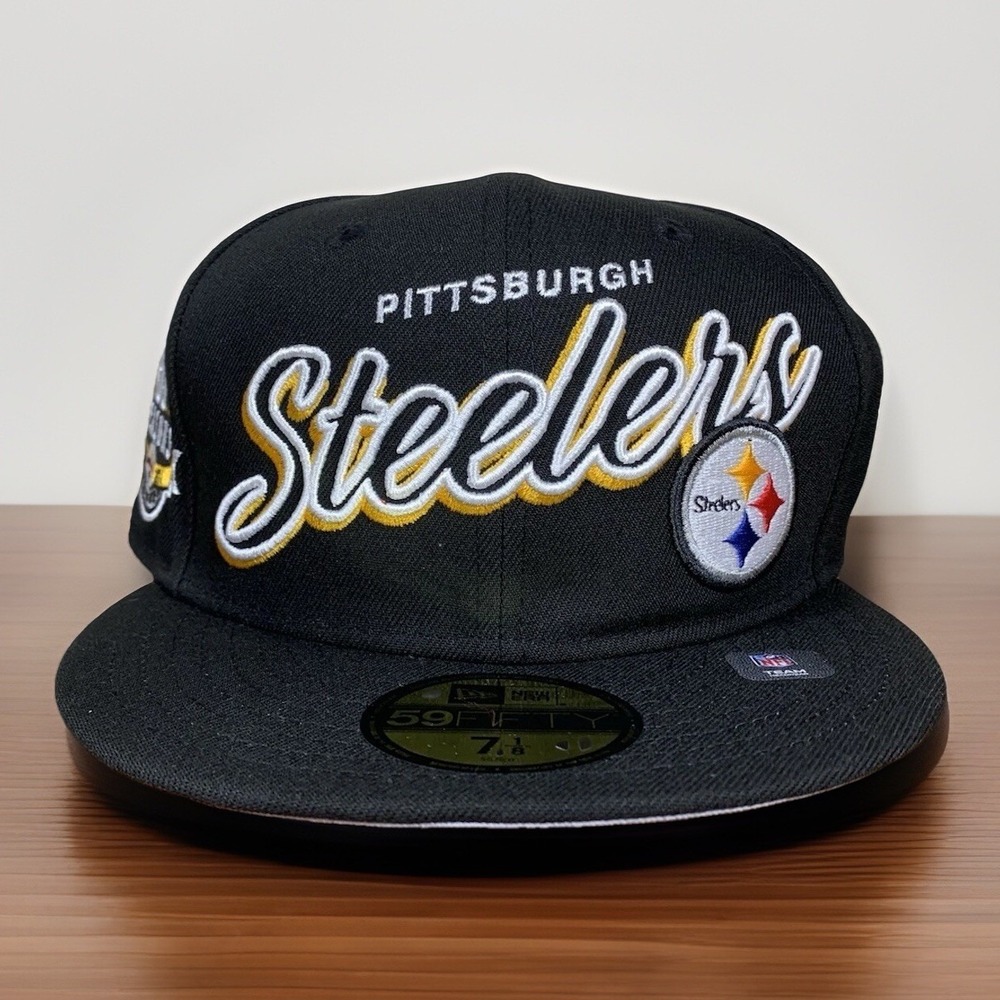 Pittsburgh Steelers New Era‎ 59Fifty Hat Black Fitted Cap Stitched Patch 7 1/8
